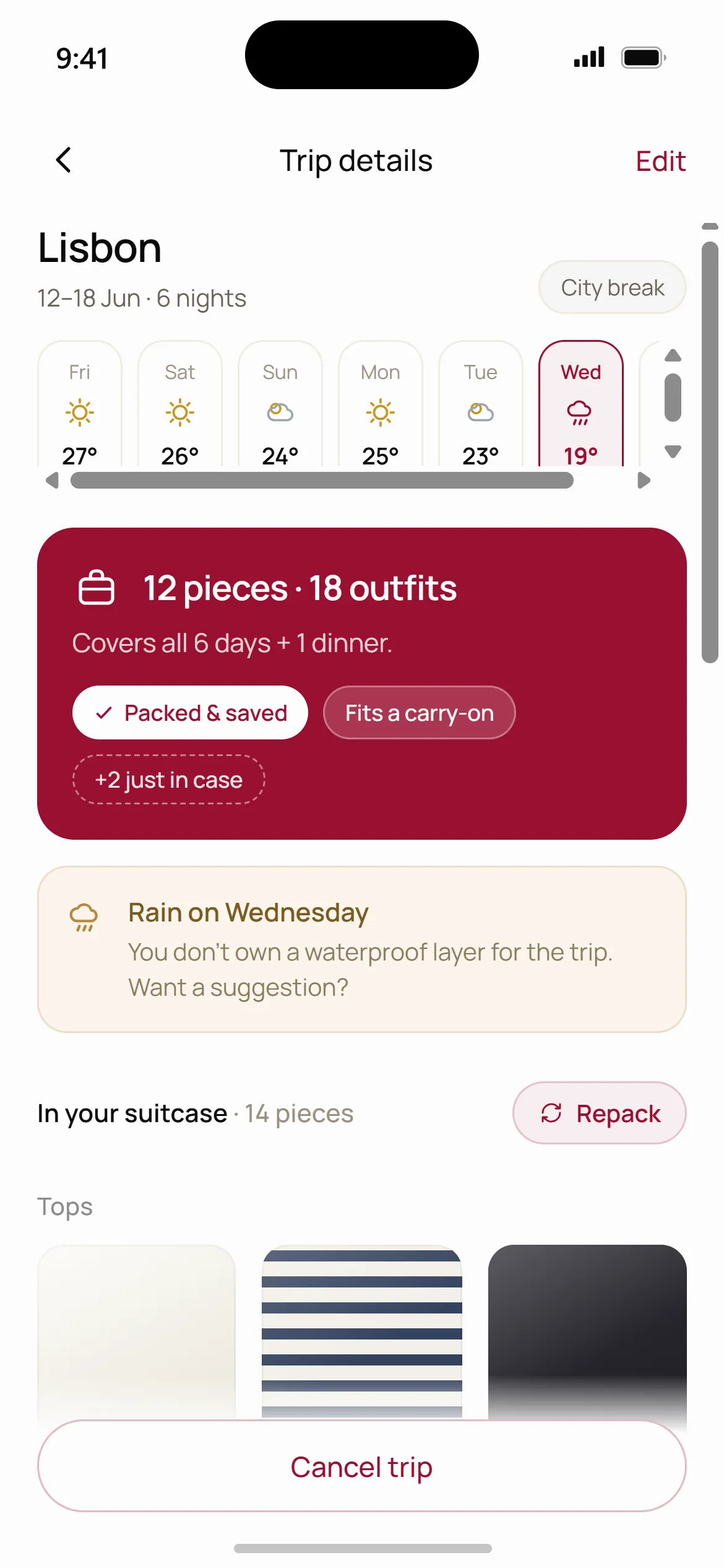 iLea travel capsule packed from a personal wardrobe
